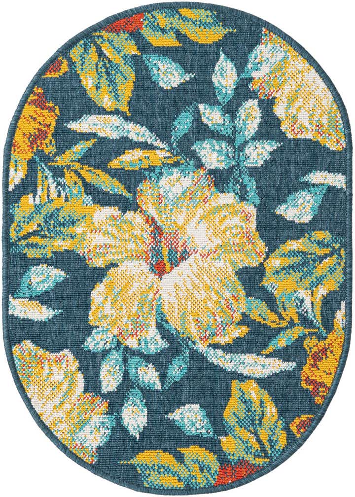 2' x 3' Easy-Clean Coastal Indoor / Outdoor Oval Rug