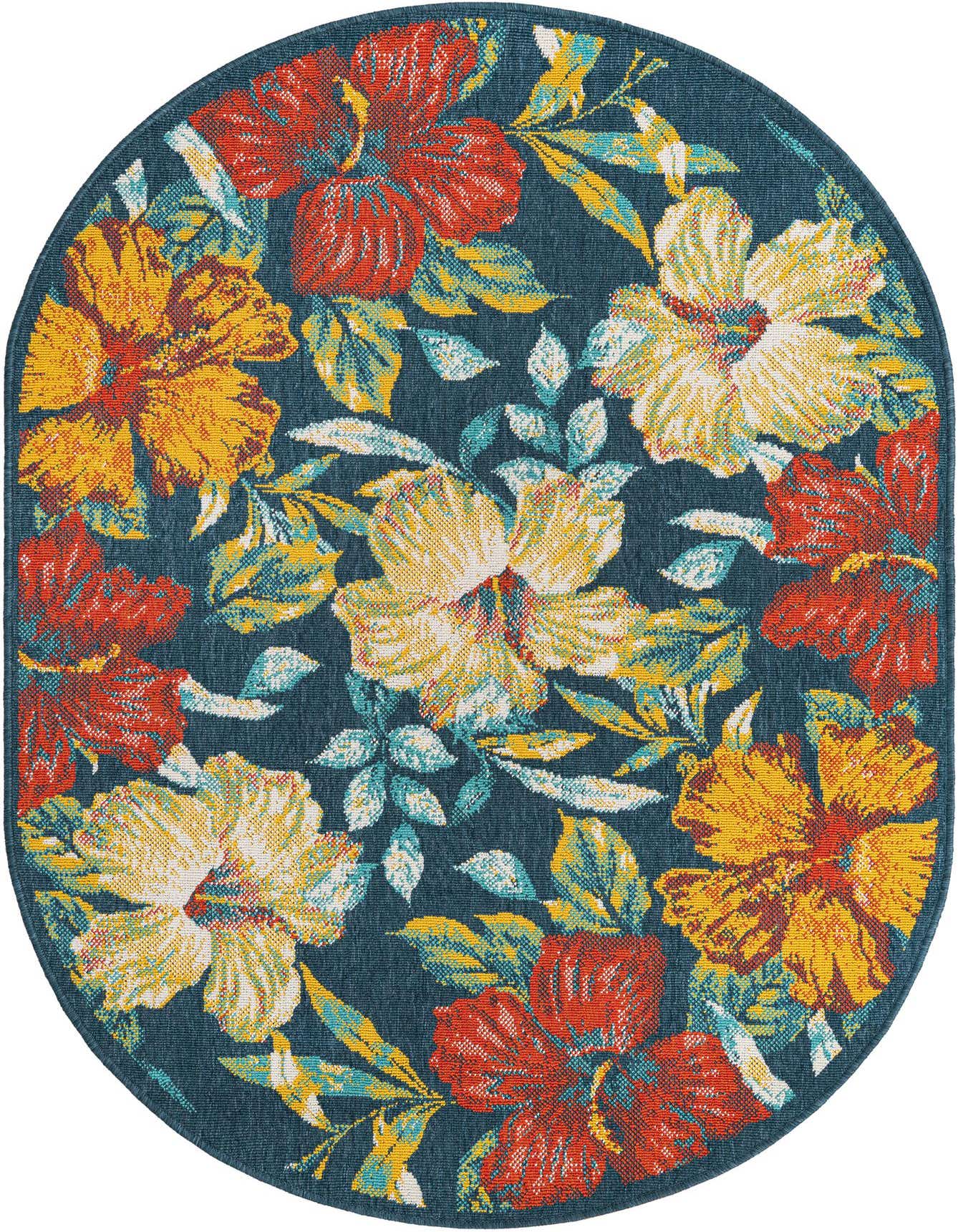 4' x 6' Easy-Clean Coastal Indoor / Outdoor Oval Rug