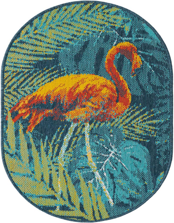 Detail image of 2' x 3' Easy-Clean Coastal Indoor / Outdoor Oval Rug