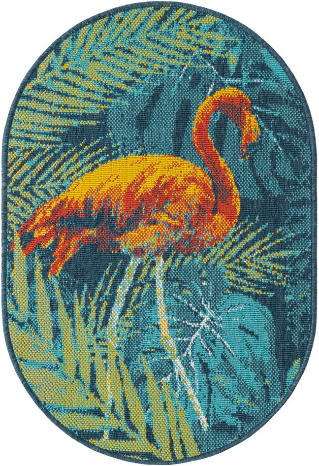 Detail image of 2' x 3' Easy-Clean Coastal Indoor / Outdoor Oval Rug