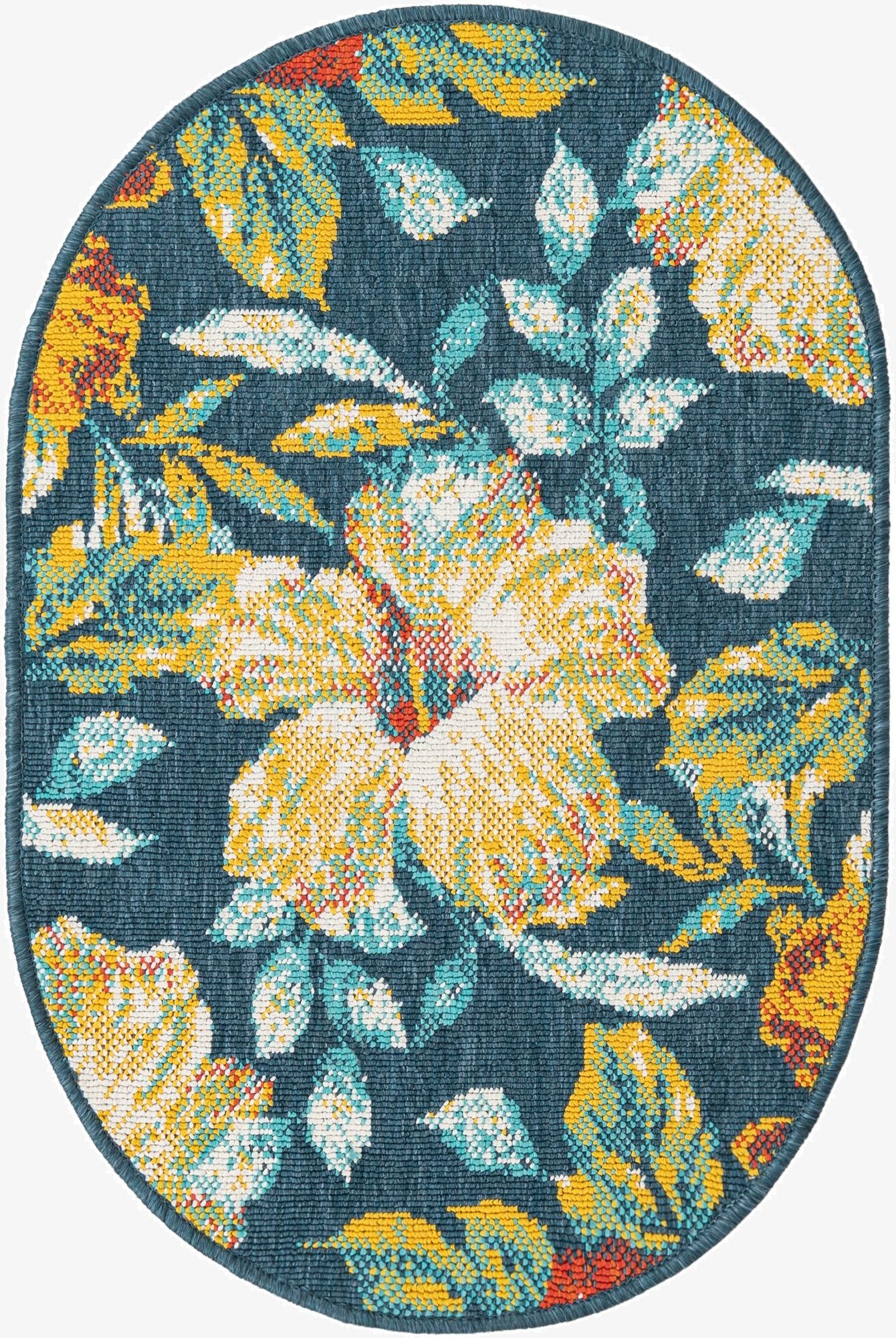 2' x 3'  Washable Coastal Indoor / Outdoor Oval Rug
