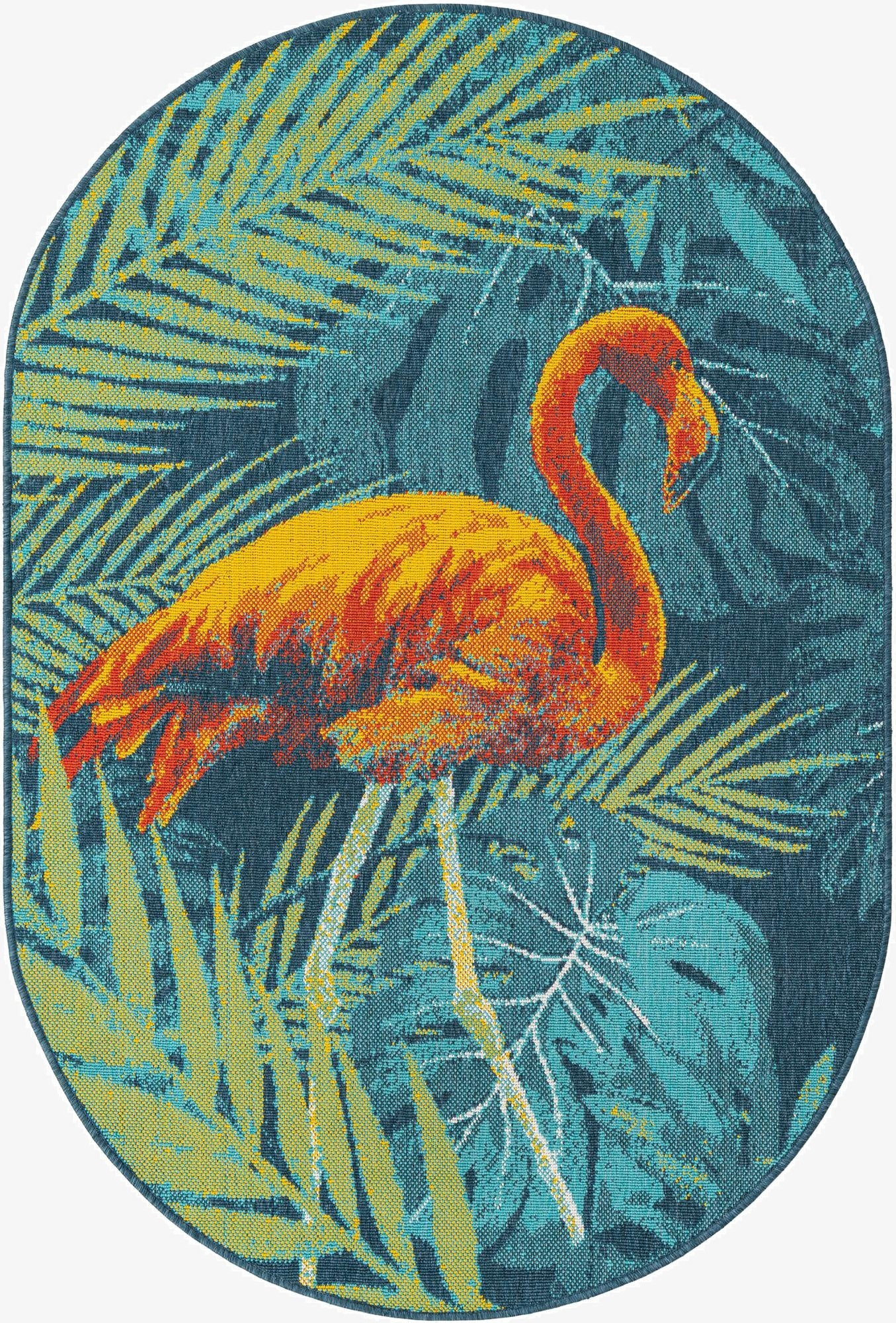 4' x 6'  Washable Coastal Indoor / Outdoor Oval Rug