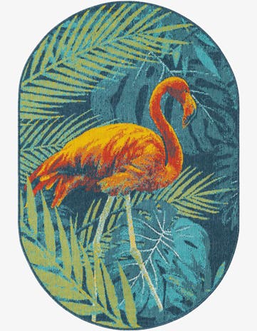 4' x 6' Easy-Clean Coastal Indoor / Outdoor Oval Rug