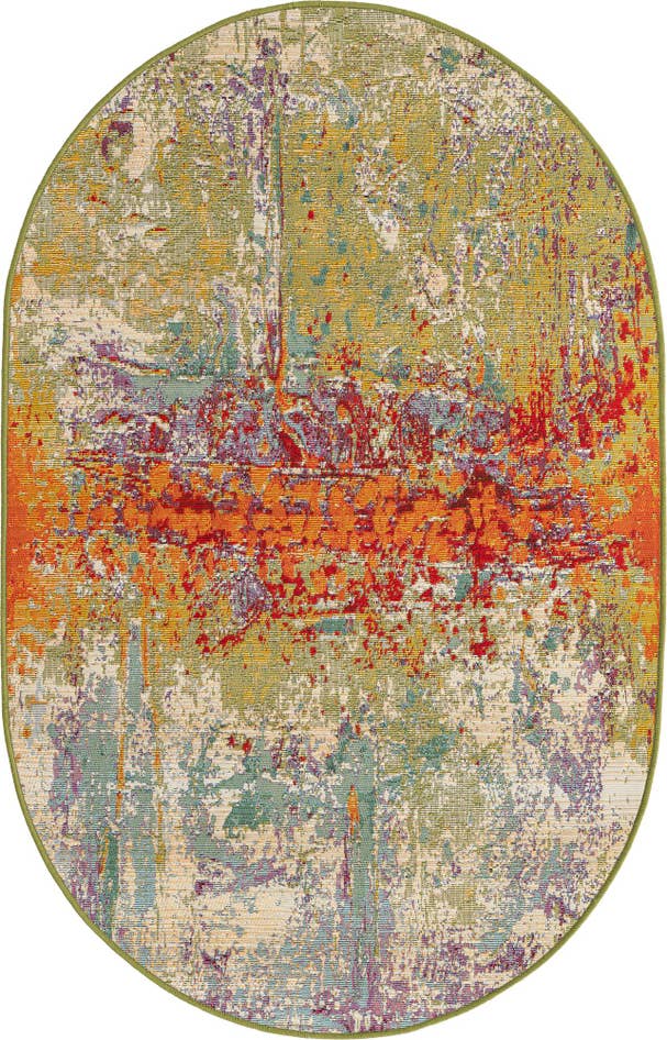 Detail image of 3' 3 x 5' 3 Easy-Clean Modern Indoor / Outdoor Oval Rug