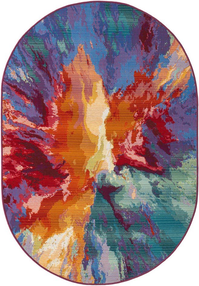 Detail image of 4' x 6' Easy-Clean Modern Indoor / Outdoor Oval Rug