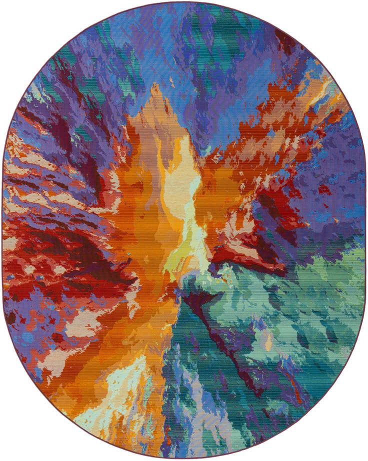 Detail image of 7' 10 x 10' Easy-Clean Modern Indoor / Outdoor Oval Rug