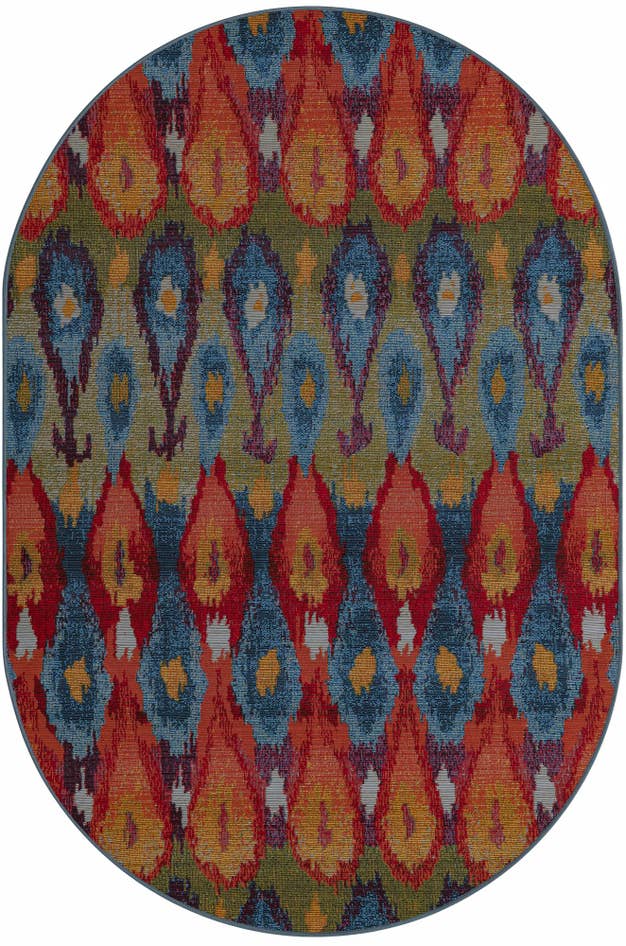 Detail image of 4' x 6' Easy-Clean Modern Indoor / Outdoor Oval Rug