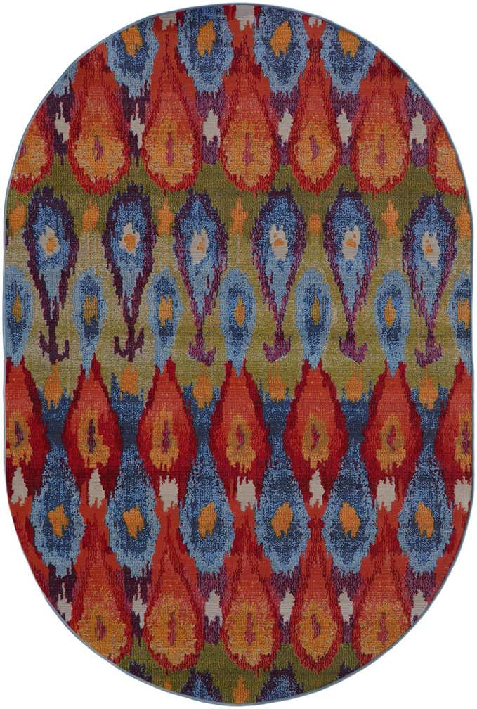 5' 3 x 8' Easy-Clean Modern Indoor / Outdoor Oval Rug