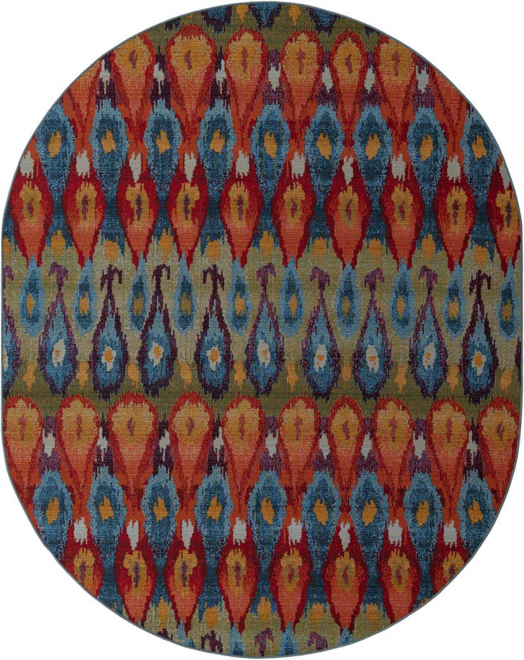 Detail image of 7' 10 x 10' Easy-Clean Modern Indoor / Outdoor Oval Rug