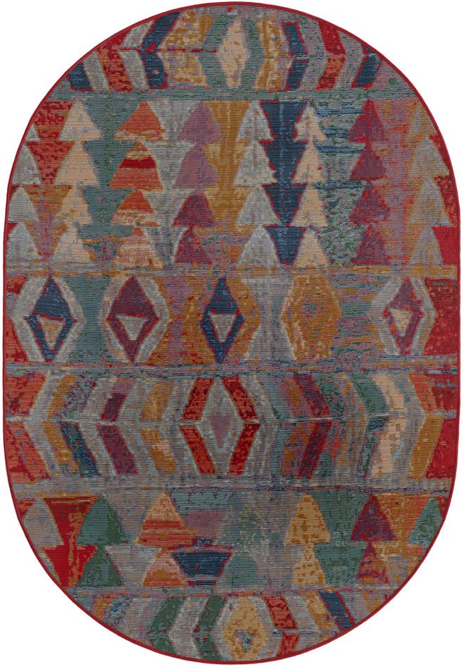 Detail image of 4' x 6' Easy-Clean Modern Indoor / Outdoor Oval Rug