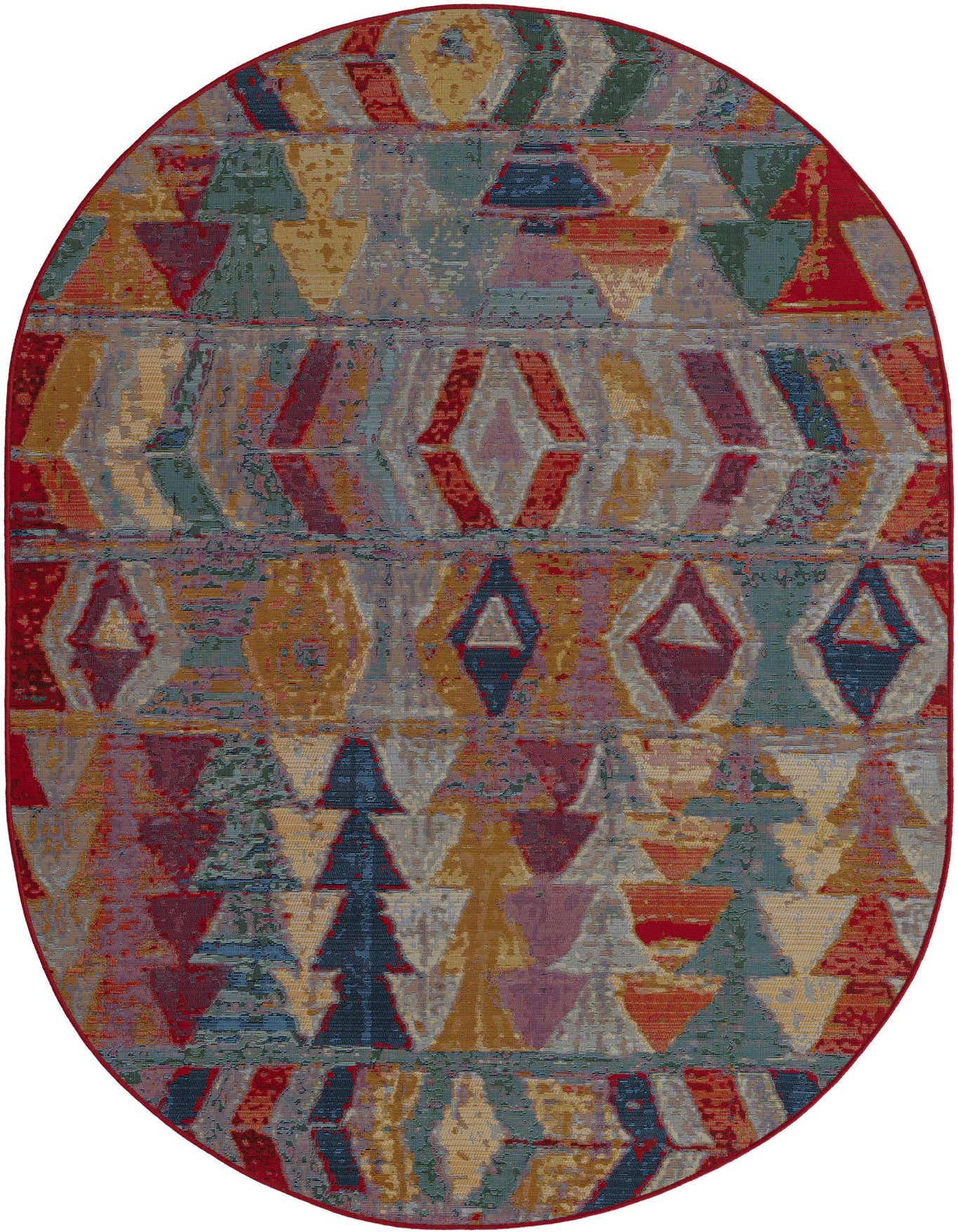 5' 3 x 8' Easy-Clean Modern Indoor / Outdoor Oval Rug