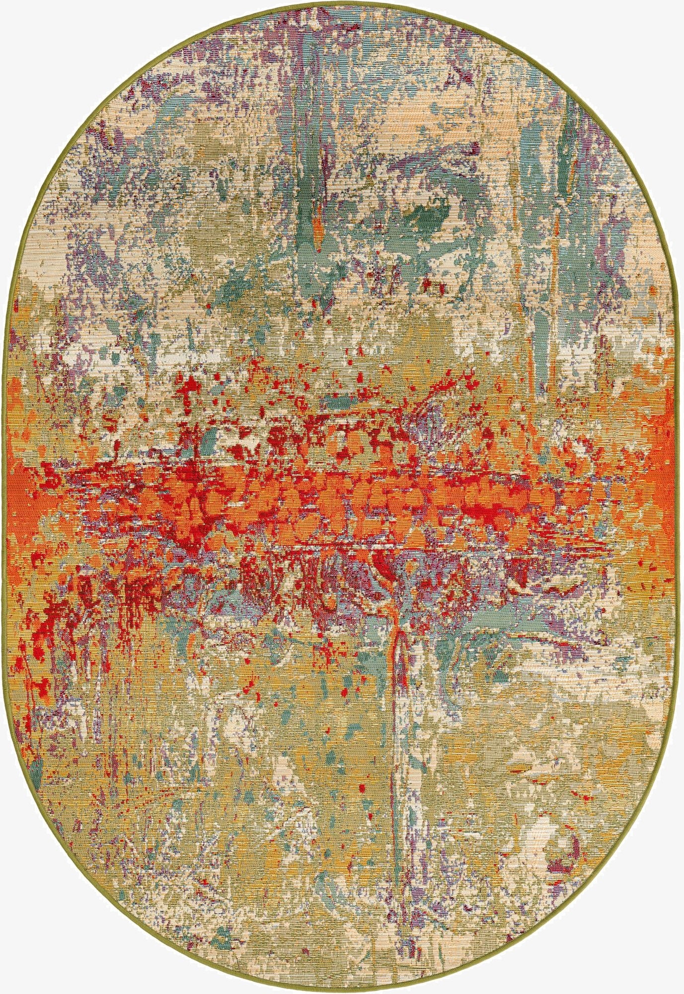 4' x 6'  Washable Modern Indoor / Outdoor Oval Rug