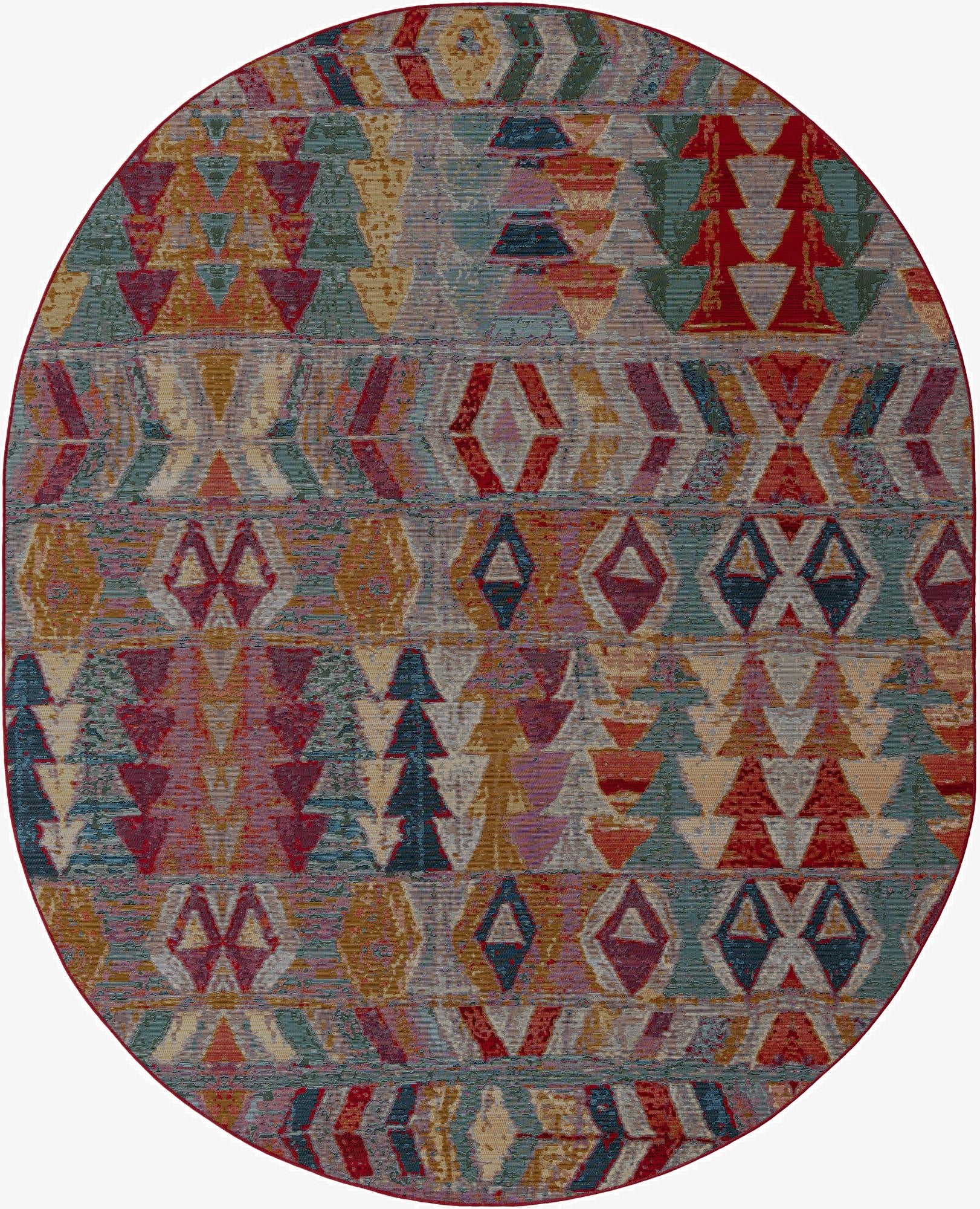 7' 10 x 10'  Washable Modern Indoor / Outdoor Oval Rug