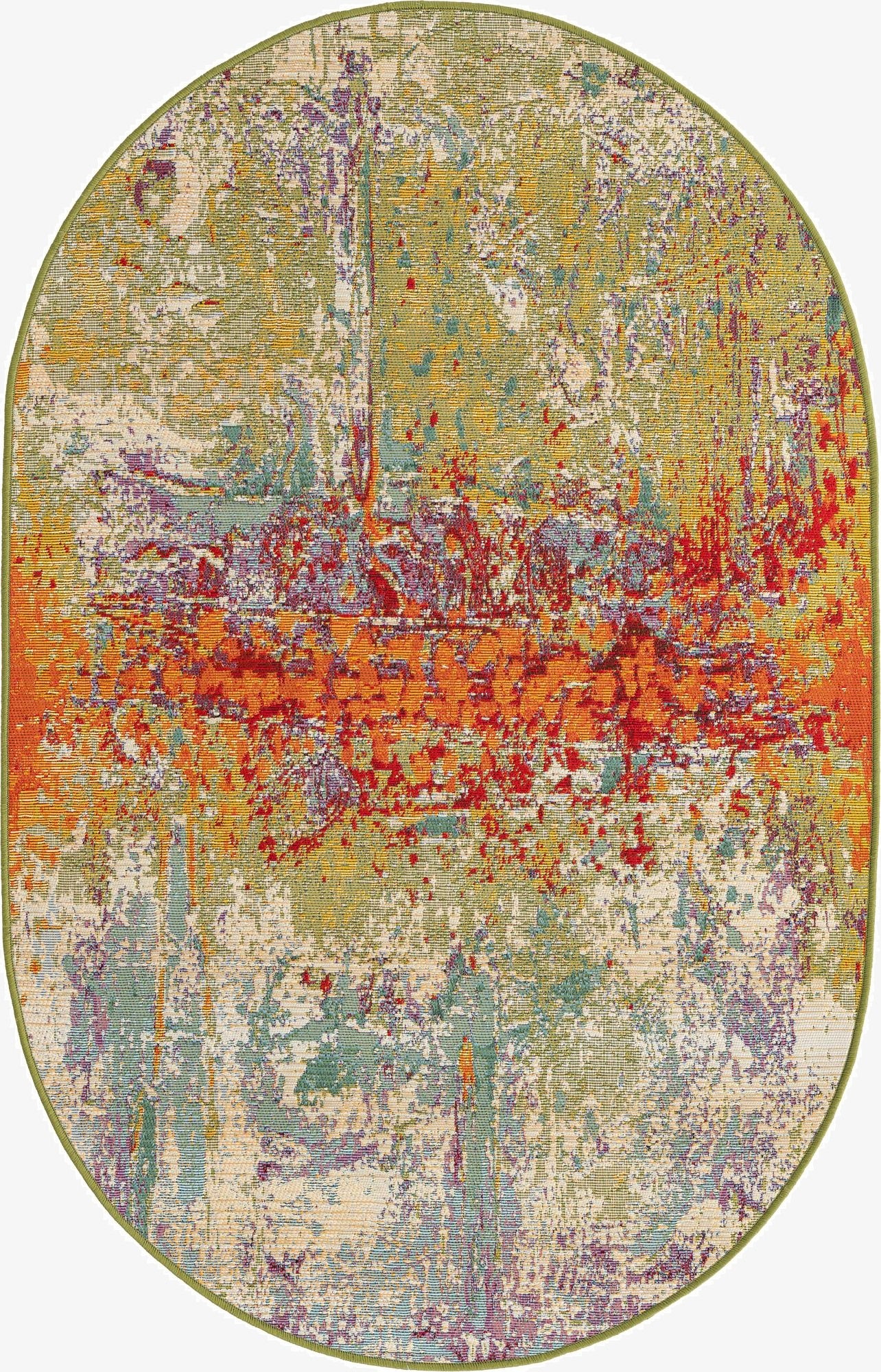 3' 3 x 5' 3  Washable Modern Indoor / Outdoor Oval Rug