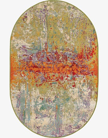 3' 3 x 5' 3 Easy-Clean Modern Indoor / Outdoor Oval Rug