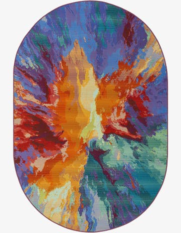 5' 3 x 8' Easy-Clean Modern Indoor / Outdoor Oval Rug