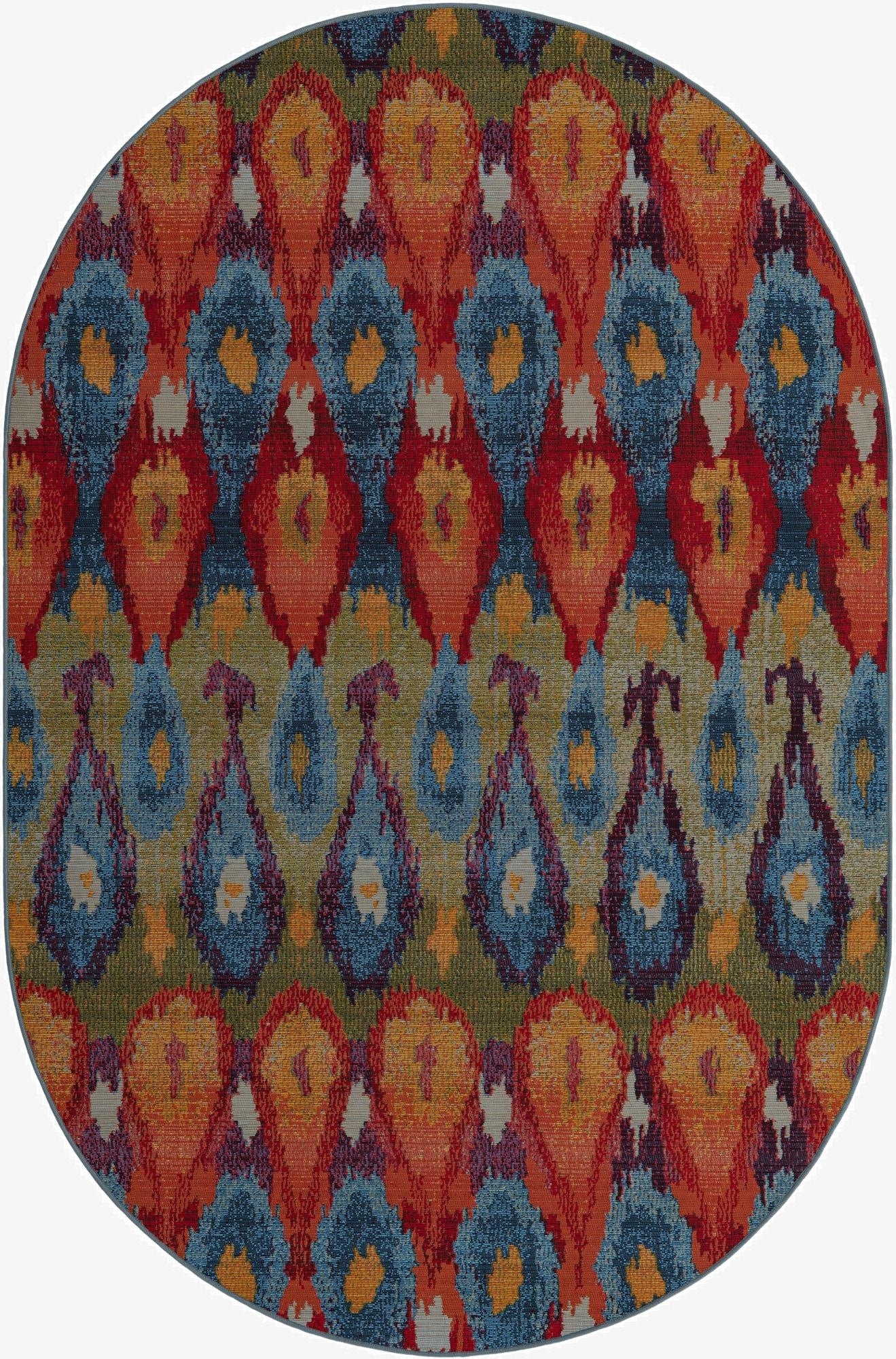 5' 3 x 8'  Washable Modern Indoor / Outdoor Oval Rug