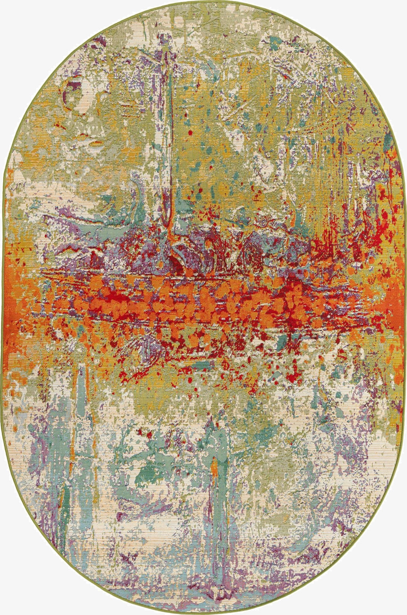 5' x 8'  Washable Modern Indoor / Outdoor Oval Rug