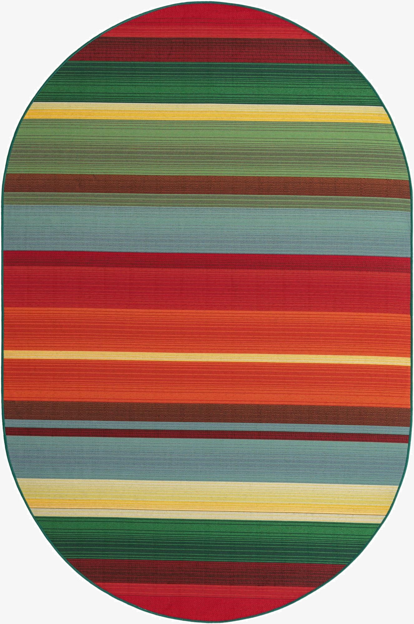 5' 3 x 8'  Washable Modern Indoor / Outdoor Oval Rug