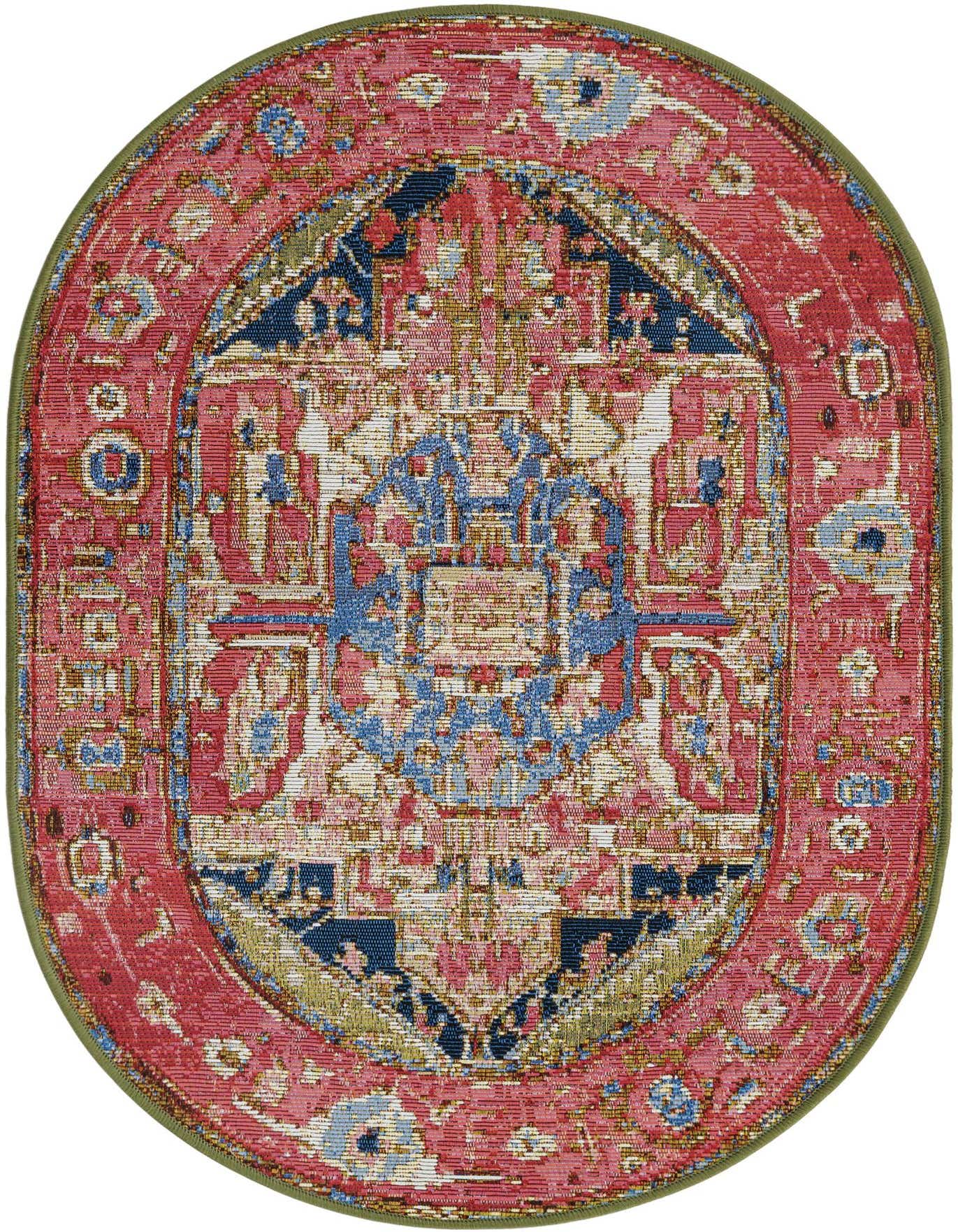 2' 2 x 3' Easy-Clean Traditional Indoor / Outdoor Oval Rug