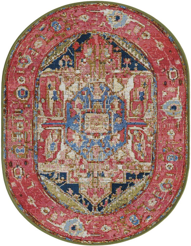 Detail image of 2' 2 x 3' Easy-Clean Traditional Indoor / Outdoor Oval Rug