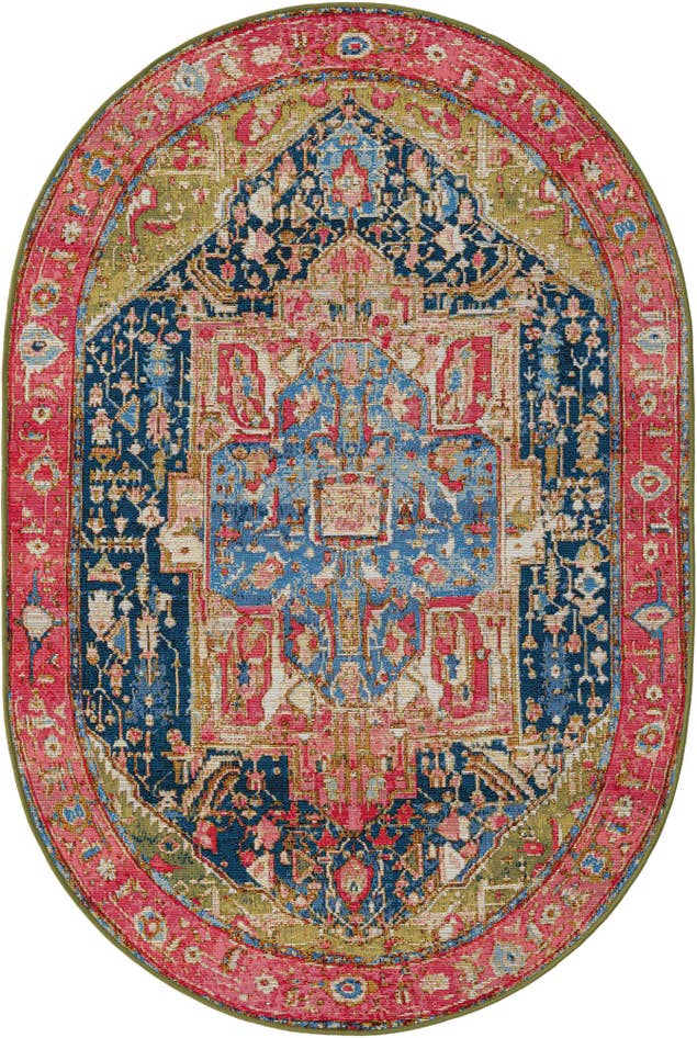 Detail image of 4' x 6' Easy-Clean Traditional Indoor / Outdoor Oval Rug