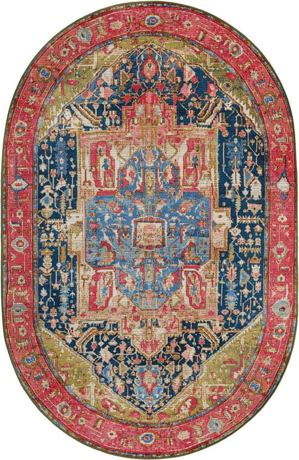 Detail image of 5' 3 x 8' Easy-Clean Traditional Indoor / Outdoor Oval Rug