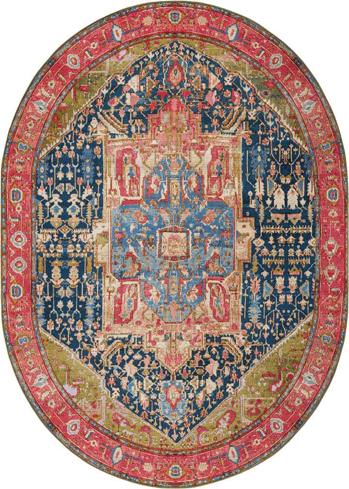 7' 10 x 10' Easy-Clean Traditional Indoor / Outdoor Oval Rug