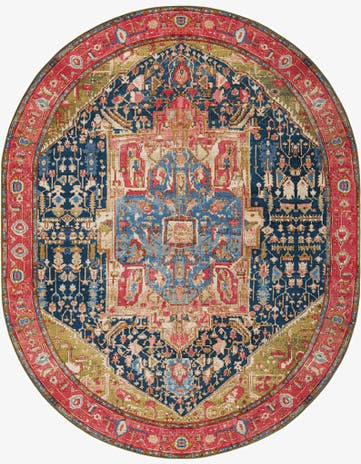 7' 10 x 10' Easy-Clean Traditional Indoor / Outdoor Oval Rug