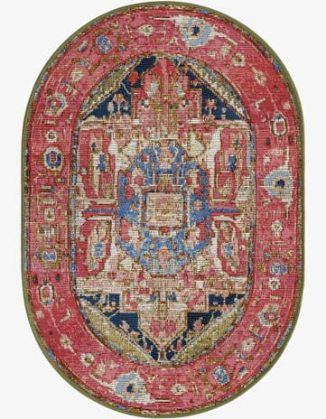 2' 2 x 3' Easy-Clean Traditional Indoor / Outdoor Oval Rug