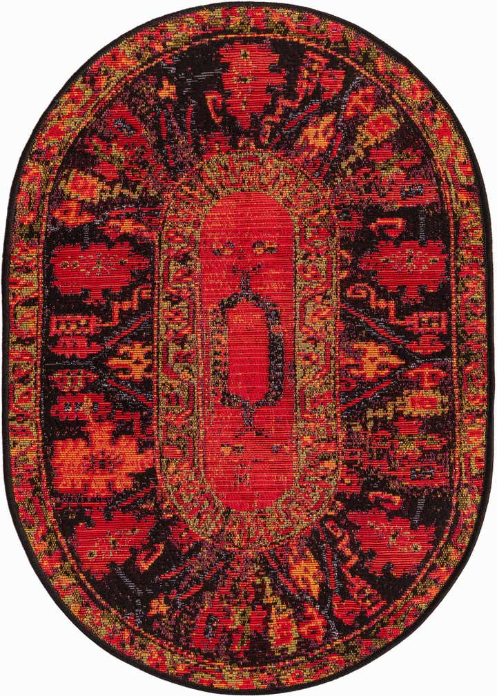 2' 2 x 3' Easy-Clean Tribal Indoor / Outdoor Oval Rug