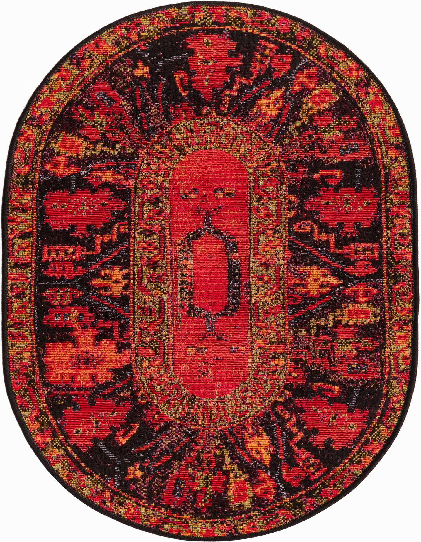 2' 2 x 3' Easy-Clean Tribal Indoor / Outdoor Oval Rug