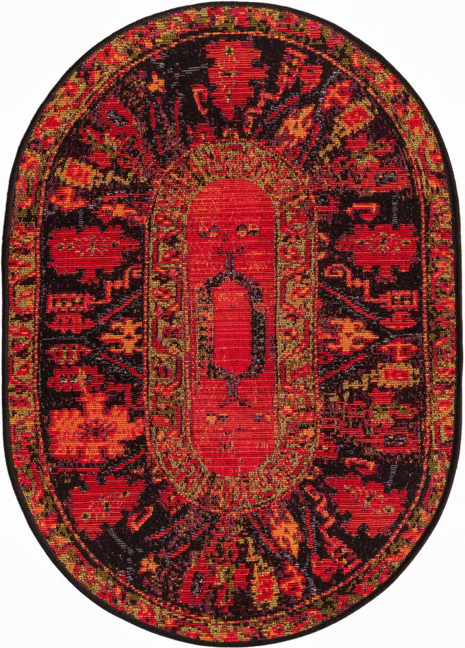 Detail image of 2' 2 x 3' Easy-Clean Tribal Indoor / Outdoor Oval Rug