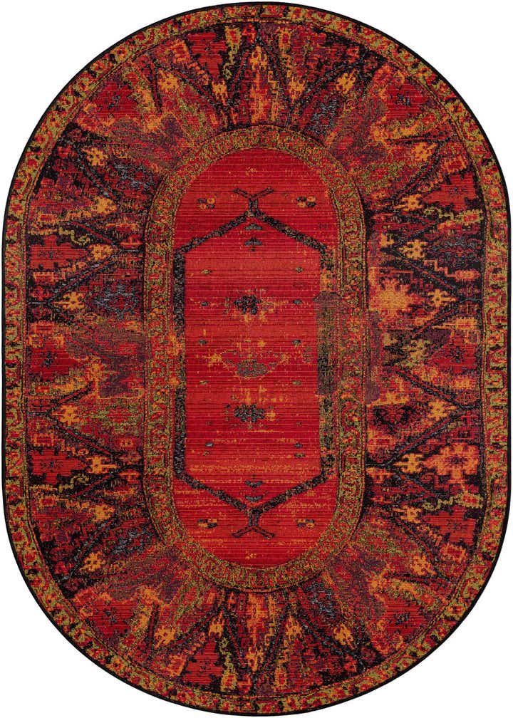 4' x 6' Easy-Clean Tribal Indoor / Outdoor Oval Rug