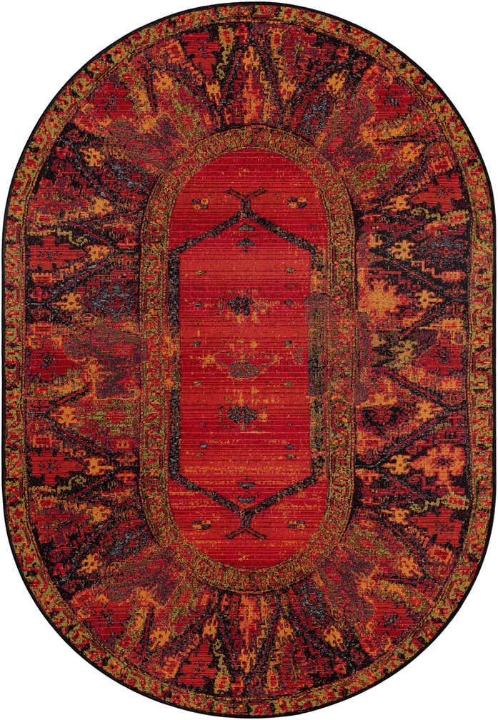 4' x 6' Easy-Clean Tribal Indoor / Outdoor Oval Rug