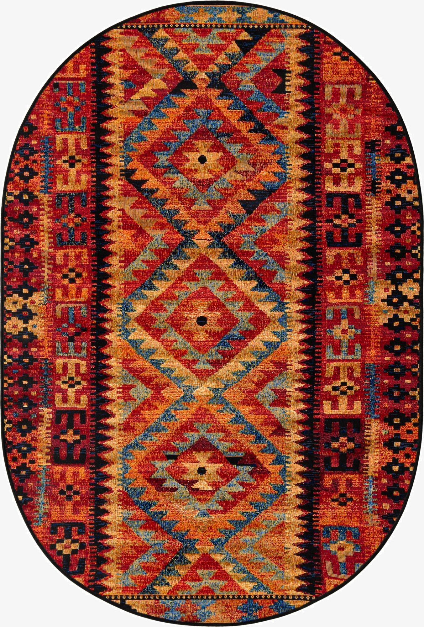 4' x 6'  Washable Tribal Indoor / Outdoor Oval Rug