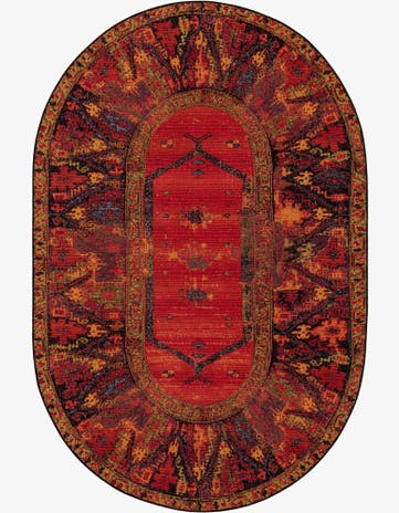 5' 3 x 8' Easy-Clean Tribal Indoor / Outdoor Oval Rug