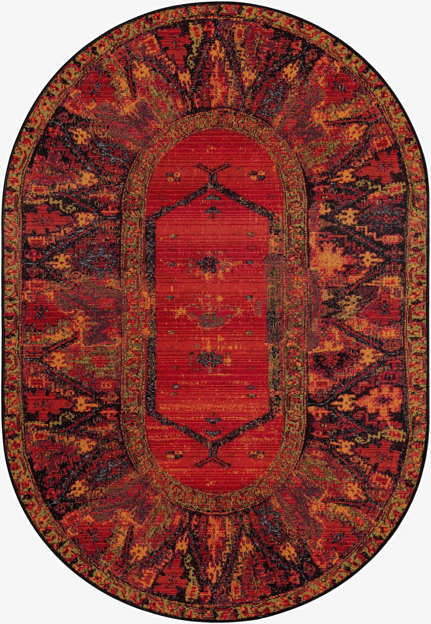 4' x 6'  Washable Tribal Indoor / Outdoor Oval Rug