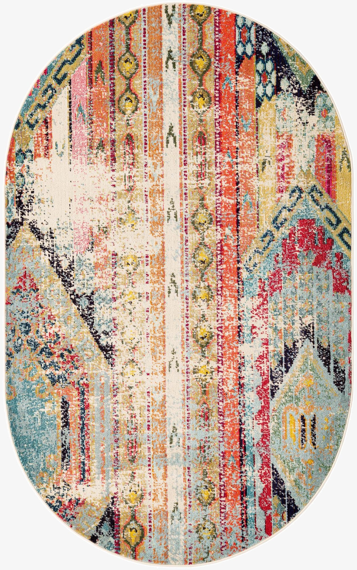 Primary image 5' x 8'  Washable Santa Fe Oval Rug