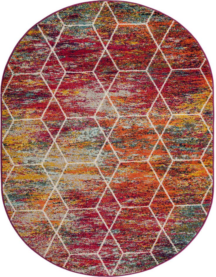 Detail image of 5' 3 x 8' Trellis Frieze Oval Rug