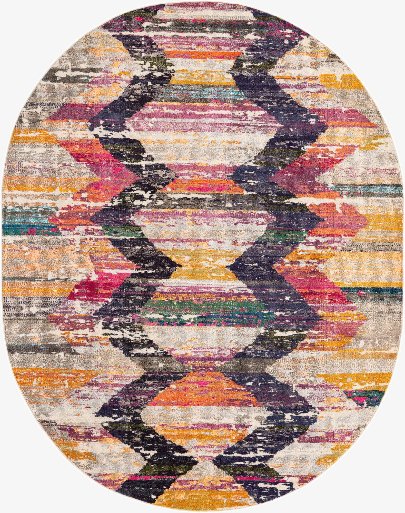 7' 10 x 10'  Washable Vivid Oval Rug
