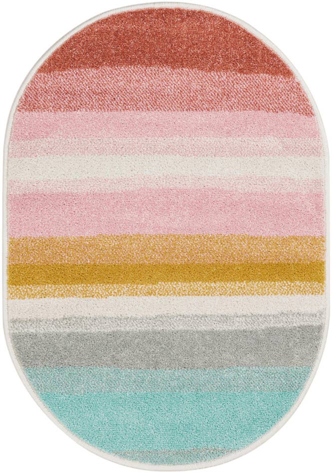 Detail image of 2' 2 x 3' 1 Rainbow Stripes Whimsy Kids Oval Rug