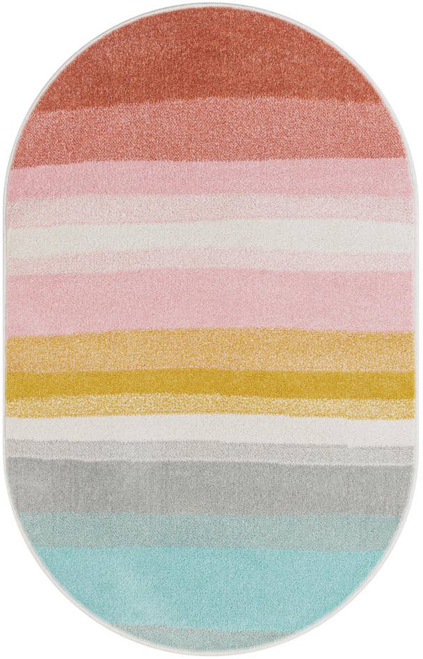 Detail image of 3' 3 x 5' 3 Rainbow Stripes Whimsy Kids Oval Rug