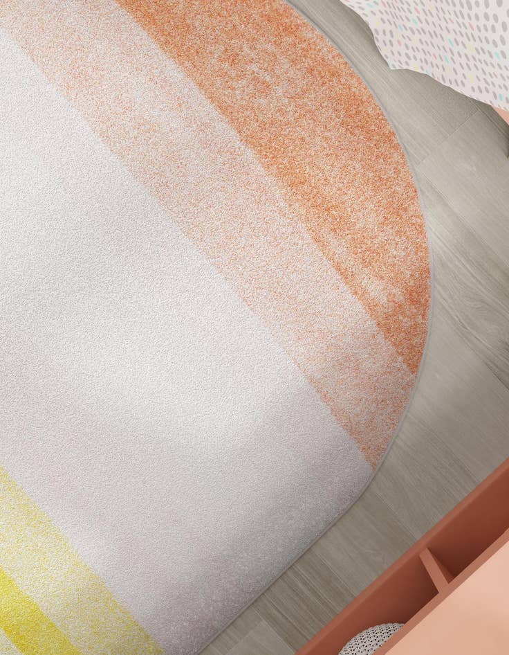 Detail image of 5' 3 x 8' Rainbow Stripes Whimsy Kids Oval Rug