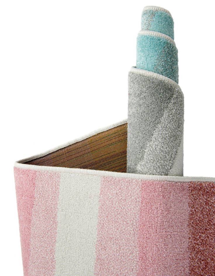 Detail image of 5' 3 x 8' Rainbow Stripes Whimsy Kids Oval Rug