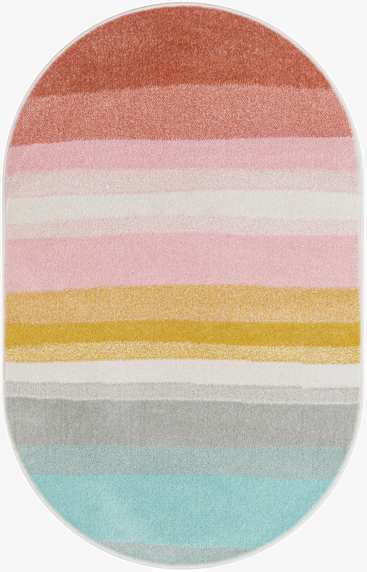 Primary image 3' 3 x 5' 3 Rainbow Stripes Whimsy Kids Oval Rug