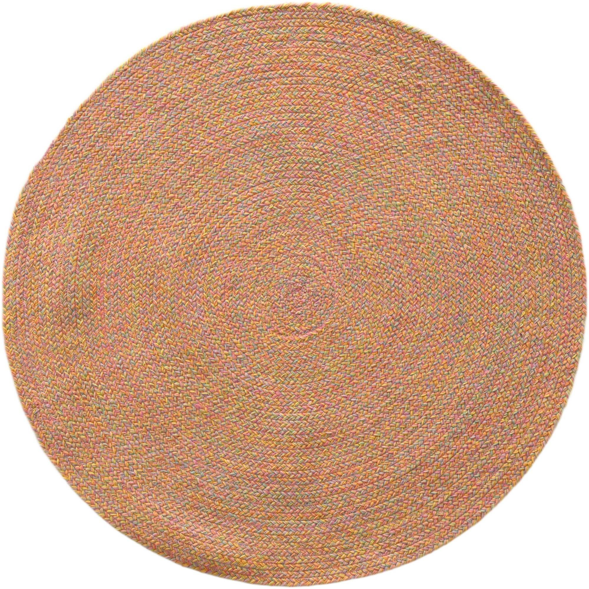 Multi Pink Hand Braided Eco Verse Washable Indoor / Outdoor Round Rug