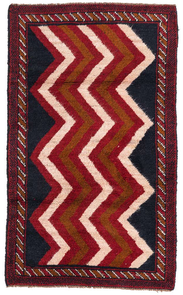 2' 9 x 4' 8 Hand Knotted Balouch Persian Wool Rug