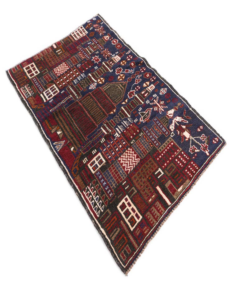 Detail image of 3' x 4' 5  Hand Knotted Balouch Persian Wool Rug