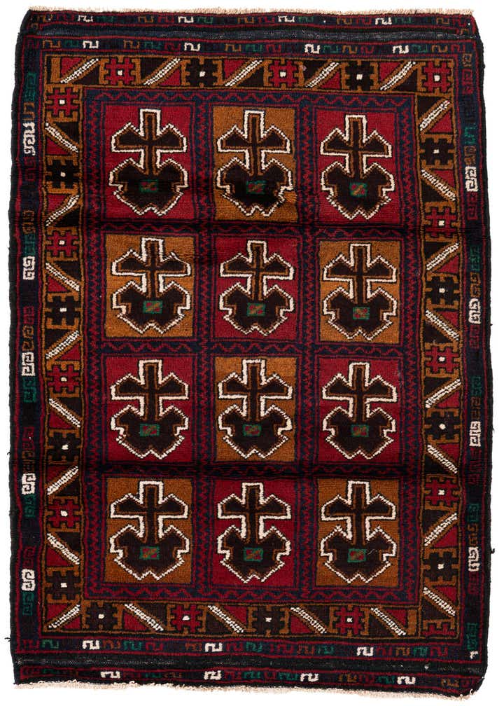 2' 11 x 4' 8 Hand Knotted Balouch Persian Wool Rug